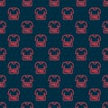 Red line Clothes donation icon isolated seamless pattern on black background. Vector