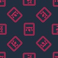 Red line Computer display with vector design program icon isolated on isolated seamless pattern on black background Royalty Free Stock Photo