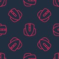 Red line Computer mouse gaming icon isolated seamless pattern on black background. Optical with wheel symbol. Vector Royalty Free Stock Photo