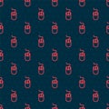 Red line Computer mouse icon isolated seamless pattern on black background. Optical with wheel symbol. Vector Royalty Free Stock Photo