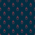 Red line Computer mouse icon isolated seamless pattern on black background. Optical with wheel symbol. Vector Royalty Free Stock Photo