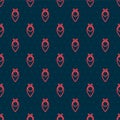 Red line Cowboy bandana icon isolated seamless pattern on black background. Vector Royalty Free Stock Photo