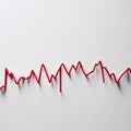 Heart beat line on white background. Red graph on white background. Red heartbeat line isolated. Red line. 3d line. Royalty Free Stock Photo