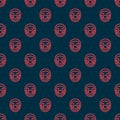 Red line Doctor pathologist icon isolated seamless pattern on black background. Vector