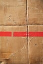 red line drawn on corrugated cardboard Royalty Free Stock Photo