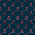 Red line Dreams icon isolated seamless pattern on black background. Sleep, rest, dream concept. Resting time and