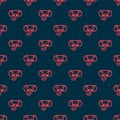 Red line Elephant icon isolated seamless pattern on black background. Vector Royalty Free Stock Photo