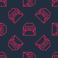 Red line Envelope icon isolated seamless pattern on black background. Received message concept. New, email incoming Royalty Free Stock Photo