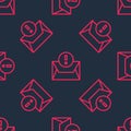 Red line Envelope icon isolated seamless pattern on black background. Received message concept. New, email incoming Royalty Free Stock Photo