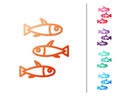 Red line Fishes icon isolated on white background. Set color icons. Vector.