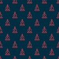 Red line Force of physic formula calculation icon isolated seamless pattern on black background. Vector