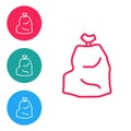 Red line Garbage bag icon isolated on white background. Set icons in circle buttons. Vector Illustration Royalty Free Stock Photo