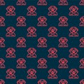 Red line Grandfather icon isolated seamless pattern on black background. Vector