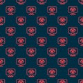 Red line Grandfather icon isolated seamless pattern on black background. Vector