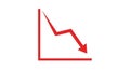 A downward trend depicted with a zigzagging red line and arrow Royalty Free Stock Photo