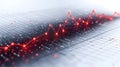 Red line graph with glowing points on grid chart data Royalty Free Stock Photo
