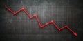 Red line graph showing a sharp decline in values on a dark background. Generative AI Royalty Free Stock Photo