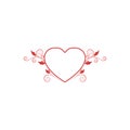 Red line heart with floral elements on white background stock vector Royalty Free Stock Photo