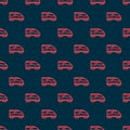 Red line High-speed train icon isolated seamless pattern on black background. Railroad travel and railway tourism Royalty Free Stock Photo
