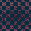 Red line Histogram graph photography icon isolated seamless pattern on black background. Vector