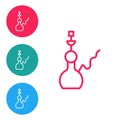 Red line Hookah icon isolated on white background. Set icons in circle buttons. Vector