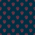 Red line Jellyfish icon isolated seamless pattern on black background. Vector Royalty Free Stock Photo
