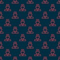 Red line Male doctor icon isolated seamless pattern on black background. Vector