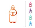 Red line Monk icon isolated on white background. Set color icons. Vector