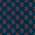 Red line MP3 file document. Download mp3 button icon isolated seamless pattern on black background. Mp3 music format Royalty Free Stock Photo