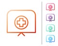 Red line Nurse hat with cross icon isolated on white background. Medical nurse cap sign. Set color icons. Vector Royalty Free Stock Photo
