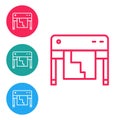 Red line Plotter icon isolated on white background. Large format multifunction printer. Polygraphy, printshop service
