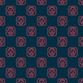 Red line Rapper icon isolated seamless pattern on black background. Vector