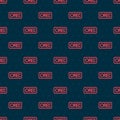 Red line Record button icon isolated seamless pattern on black background. Rec button. Vector Royalty Free Stock Photo