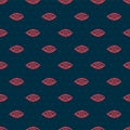 Red line Reddish eye due to viral, bacterial or allergic conjunctivitis icon isolated seamless pattern on black