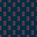Red line Setting on smartphone icon isolated seamless pattern on black background. Adjusting, service, setting