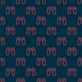 Red line Slipper icon isolated seamless pattern on black background. Flip flops sign. Vector Illustration Royalty Free Stock Photo