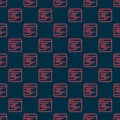 Red line Software, web developer programming code icon isolated seamless pattern on black background. Javascript Royalty Free Stock Photo