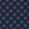 Red line Software, web development, programming concept icon isolated seamless pattern on black background. Programming Royalty Free Stock Photo