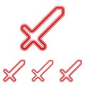 Red line sword logo design set