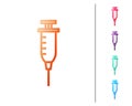 Red line Syringe icon isolated on white background. Syringe for vaccine, vaccination, injection, flu shot. Medical Royalty Free Stock Photo
