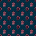 Red line Teapot icon isolated seamless pattern on black background. Vector Royalty Free Stock Photo