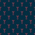 Red line Tie icon isolated seamless pattern on black background. Necktie and neckcloth symbol. Vector