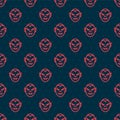 Red line Vampire icon isolated seamless pattern on black background. Happy Halloween party. Vector