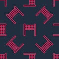 Red line Volleyball net icon isolated seamless pattern on black background. Vector Royalty Free Stock Photo