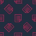 Red line Wish list template icon isolated seamless pattern on black background. Vector