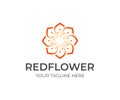 Red linear flower logo design. Beauty and spa salon vector design