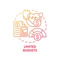 Red linear gradient icon limited budgets concept