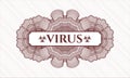 Red linear rosette. Vector Illustration. Detailed with text Virus inside