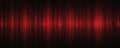 Red lines pulse on black pixel grid. Digital abstract display. Retro tech screen effect. Broadcast audio visualizer. Old computer Royalty Free Stock Photo