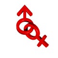 Red linked sex symbols. Royalty Free Stock Photo